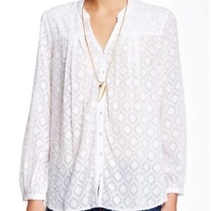 𝅺NWT Lucky Brand Hi Low Sheer Button Down Top Small